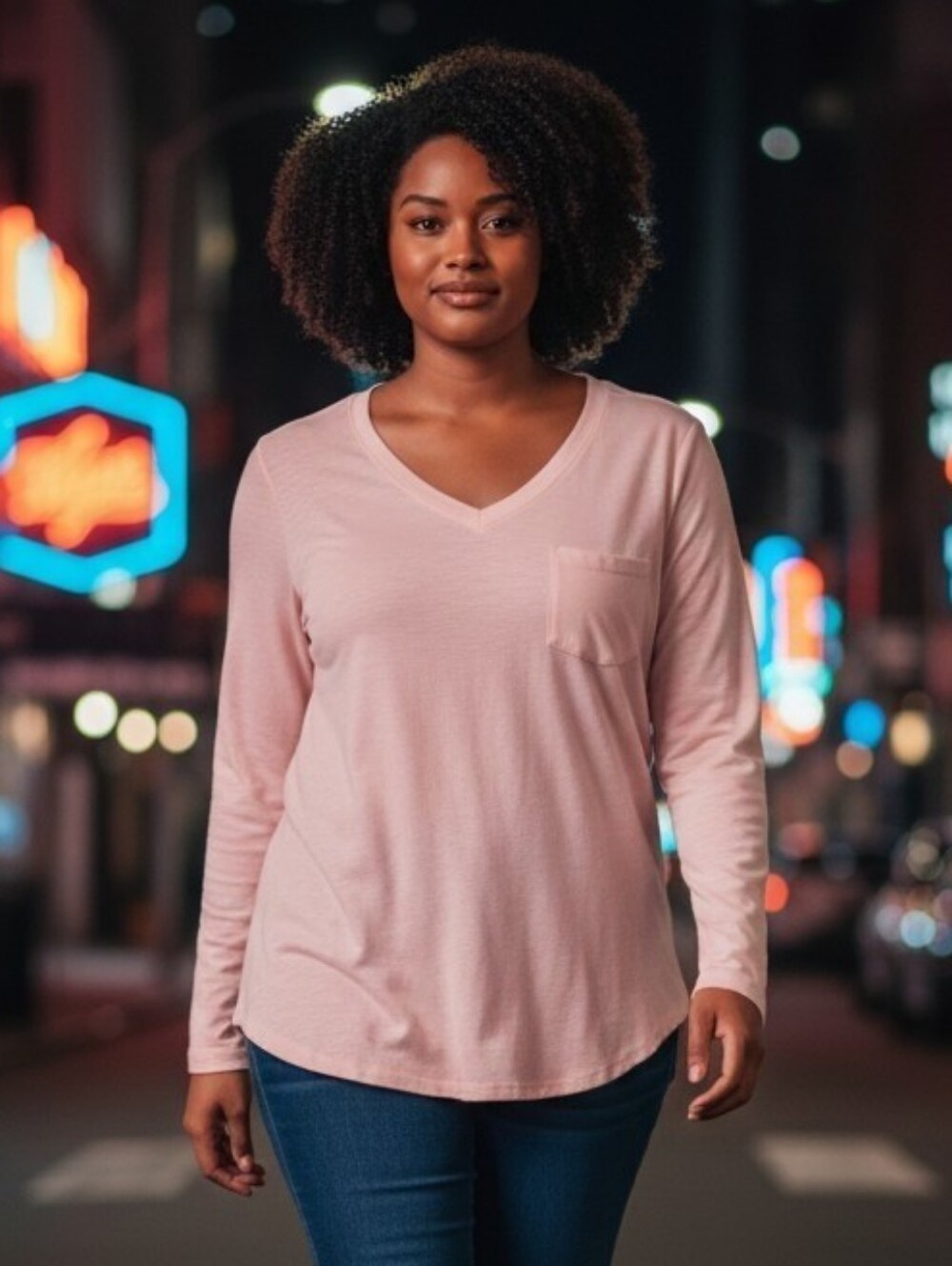 Splendid Blush V-Neck Long Sleeve Top Size 1X